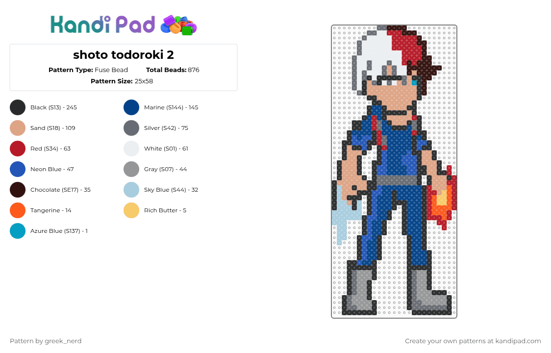 shoto todoroki 2 - Fuse Bead Pattern by greek_nerd on Kandi Pad - beige,red,gray,blue