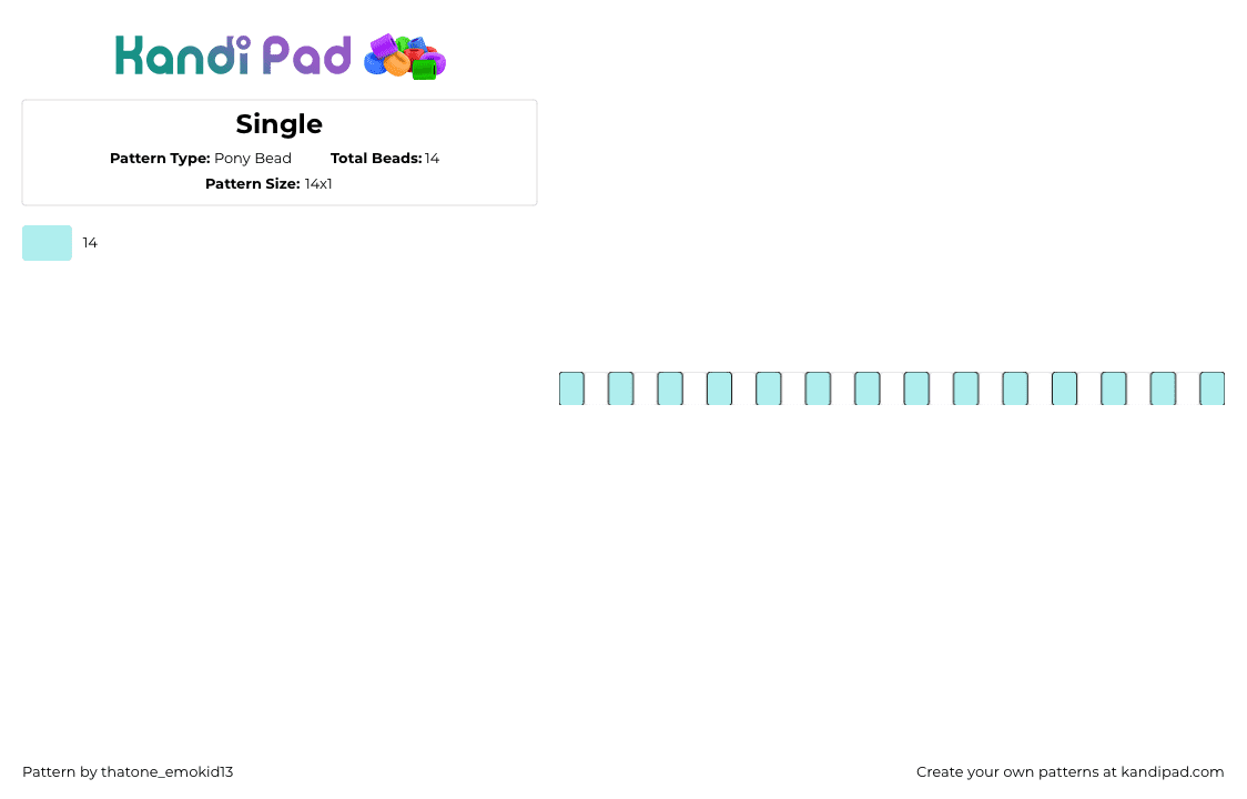 Single - Pony Bead Pattern by thatone_emokid13 on Kandi Pad - pastel,simple,single,bracelet,light blue,white