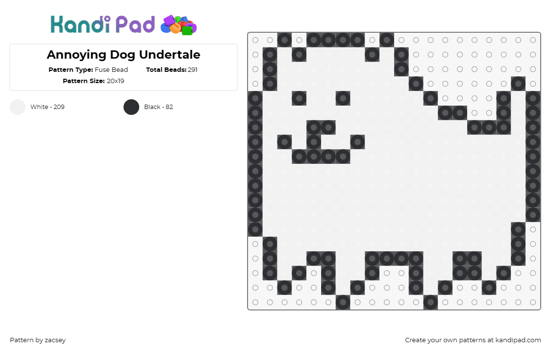 Annoying Dog Undertale - Fuse Bead Pattern by zacsey on Kandi Pad - undertale,dog,animal,video games