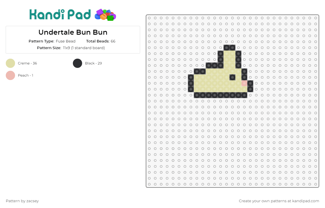 Undertale Bun Bun - Fuse Bead Pattern by zacsey on Kandi Pad - bun bun,undertale,video games