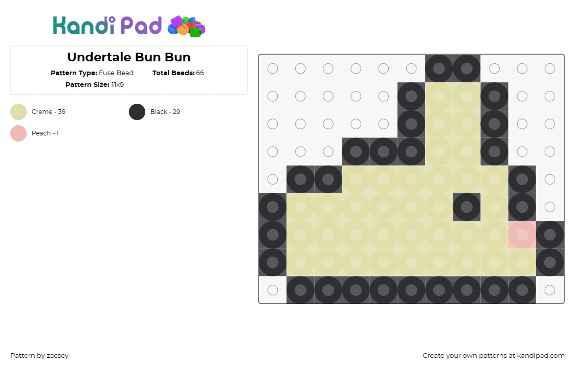 Undertale Bun Bun - Fuse Bead Pattern by zacsey on Kandi Pad - bun bun,undertale,video games