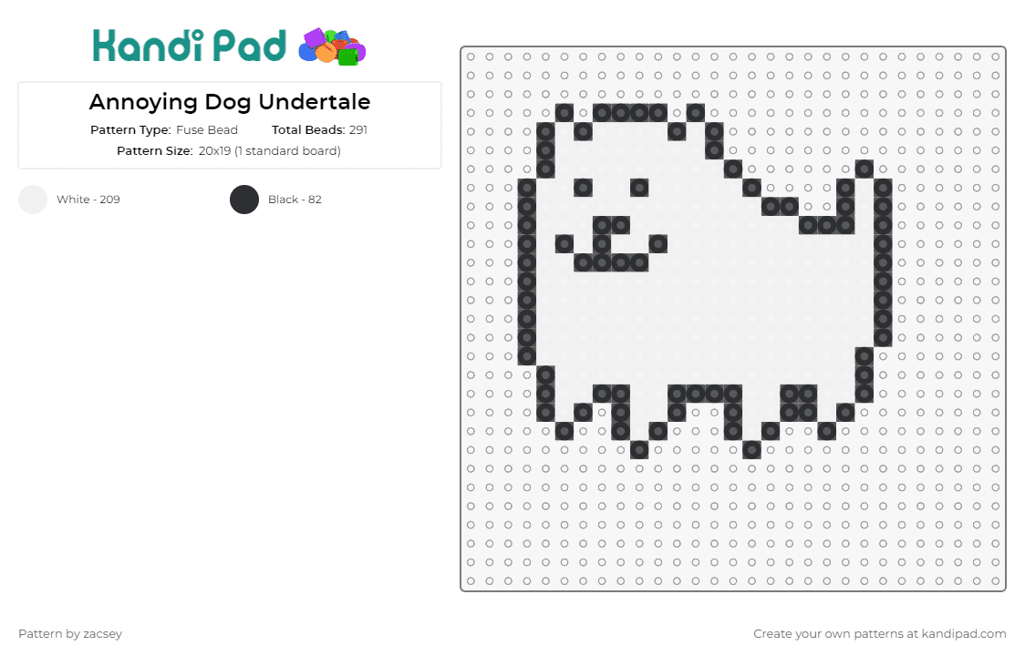 Annoying Dog Undertale - Fuse Bead Pattern by zacsey on Kandi Pad - undertale,dog,animal,video games