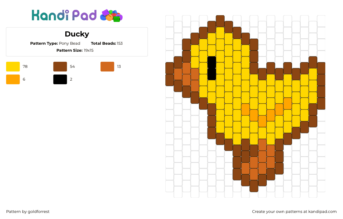 Ducky - Pony Bead Pattern by goldforrest on Kandi Pad - duck,chick,bird,animal,cute,yellow,tan