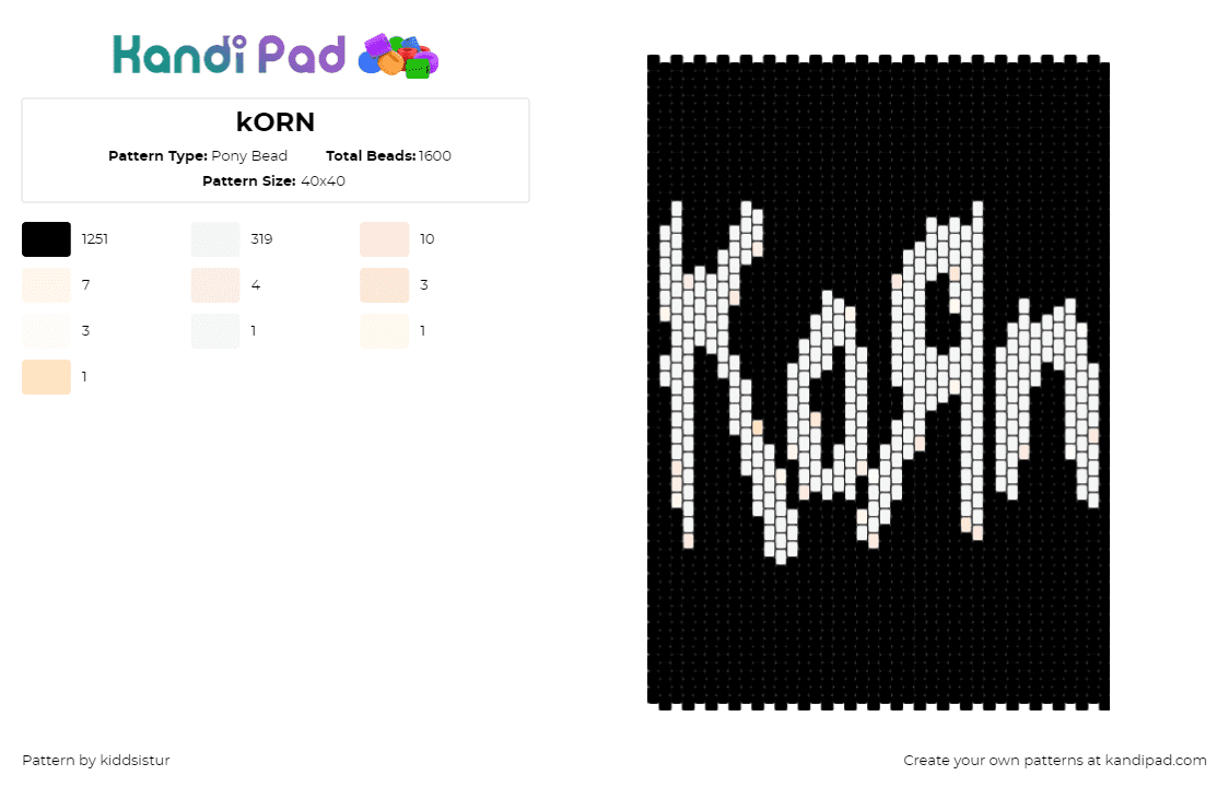 kORN - Pony Bead Pattern by kiddsistur on Kandi Pad - 