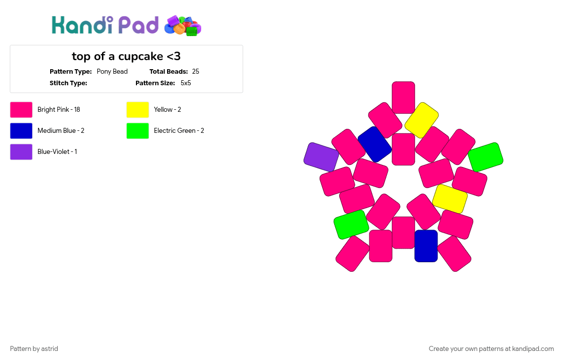 top of a cupcake - Pony Bead Pattern by astrid on Kandi Pad - pink