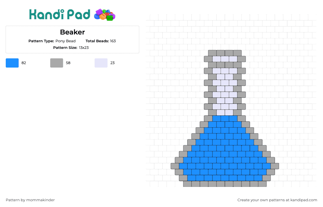 Beaker - Pony Bead Pattern by mommakinder on Kandi Pad - beaker,flask,science,chemistry,water,blue