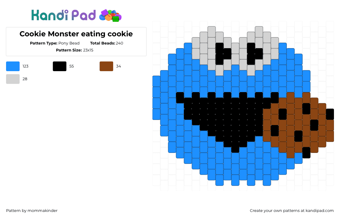 Cookie Monster eating cookie - Pony Bead Pattern by mommakinder on Kandi Pad - 