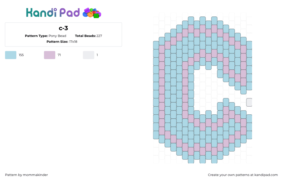 c-3 - Pony Bead Pattern by mommakinder on Kandi Pad - c,letter,alphabet,text,blue,green