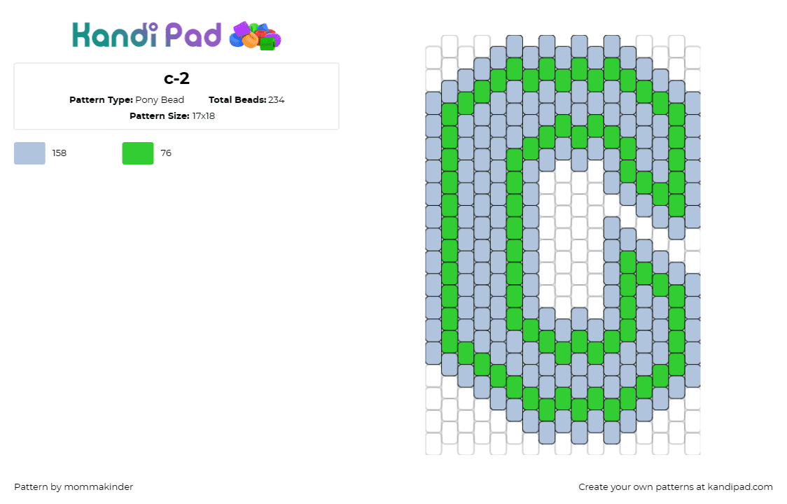 c-2 - Pony Bead Pattern by mommakinder on Kandi Pad - c,alphabet,text,letter,blue,green