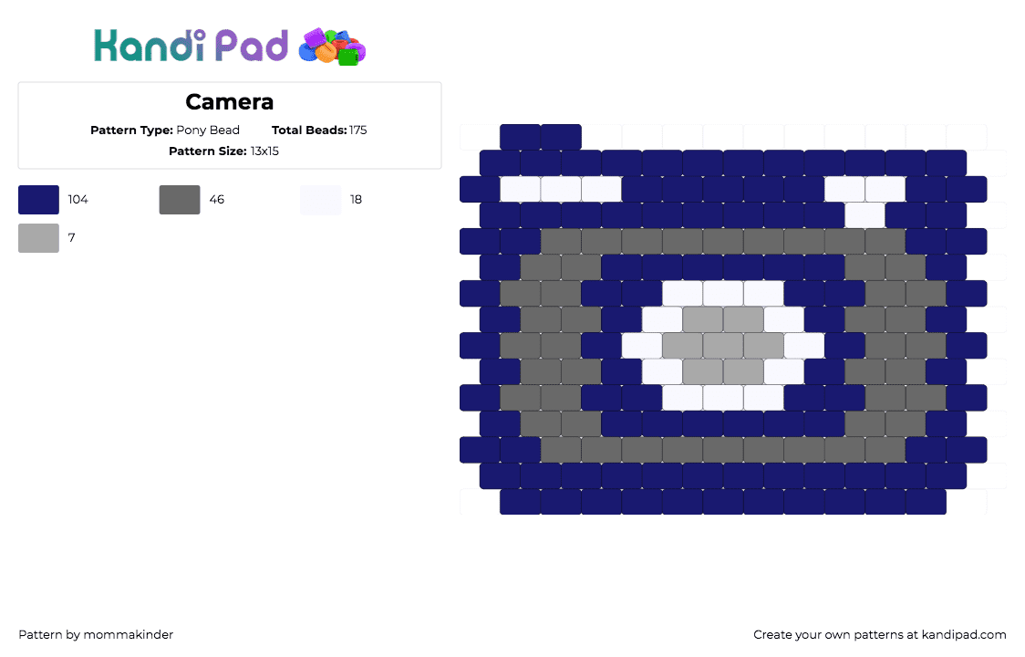 Camera - Pony Bead Pattern by mommakinder on Kandi Pad - purple