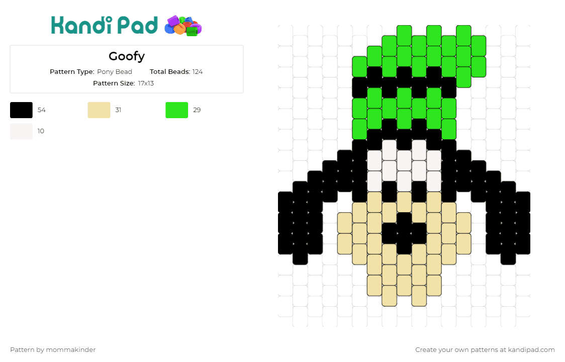 Goofy - Pony Bead Pattern by mommakinder on Kandi Pad - goofy,mickey mouse,disney