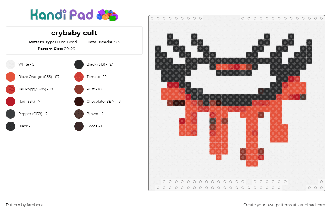 crybaby cult - Fuse Bead Pattern by iamboot on Kandi Pad - crybaby,cults,music,eye,tear,red,black,white