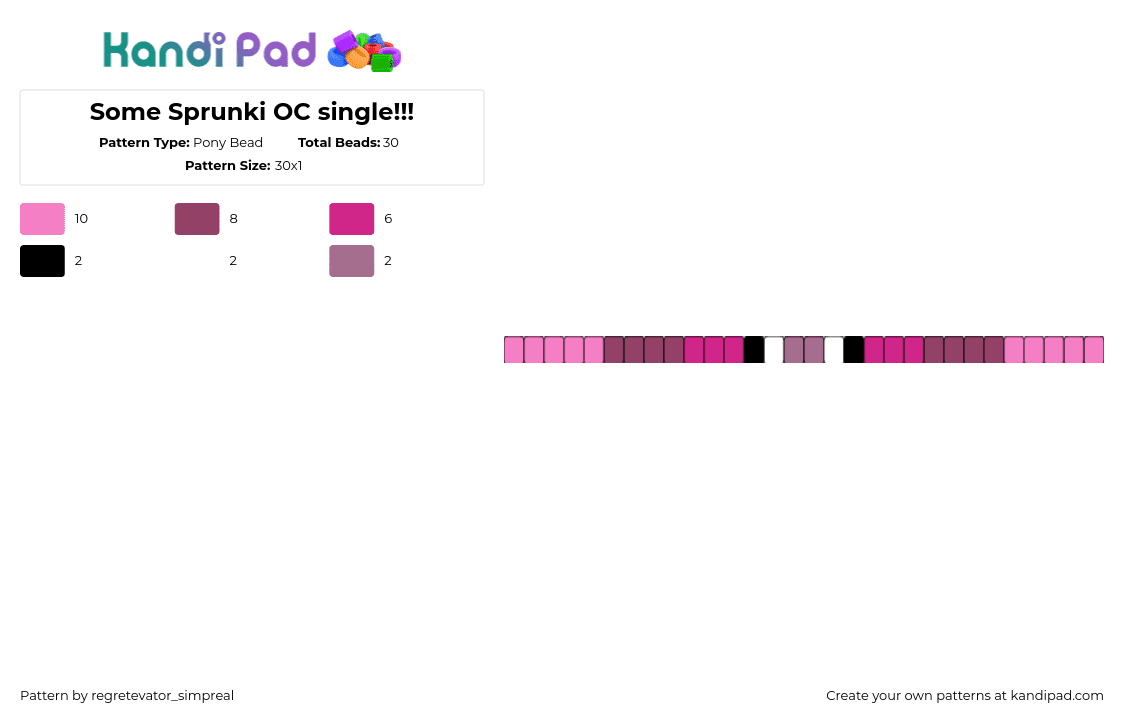 Some Sprunki OC single!!! - Pony Bead Pattern by regretevator_simpreal on Kandi Pad - sprunki,incredibox,single,bracelet,video game,pink