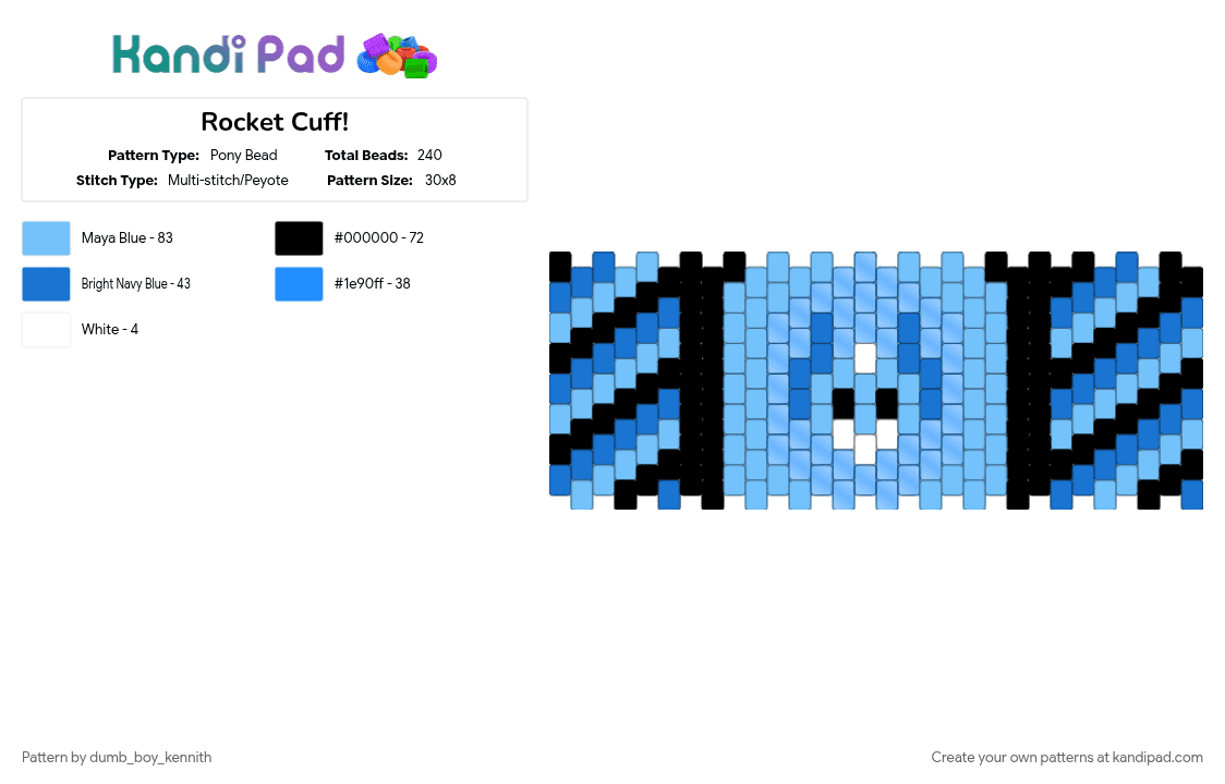Rocket Cuff! - Pony Bead Pattern by dumb_boy_kennith on Kandi Pad - 