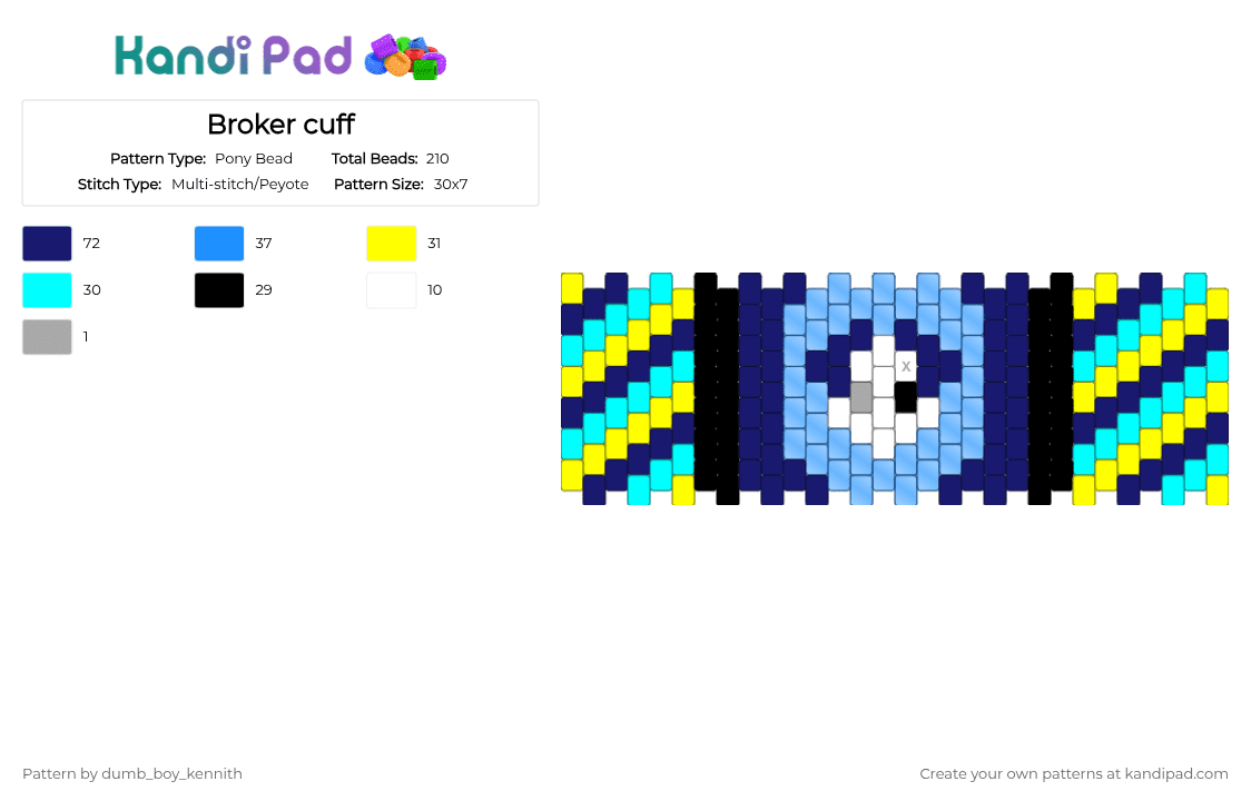 Broker cuff - Phighting - Pony Bead Pattern by dumb_boy_kennith on Kandi Pad - purple,light blue,phighting,broker,broker phighting,roblox