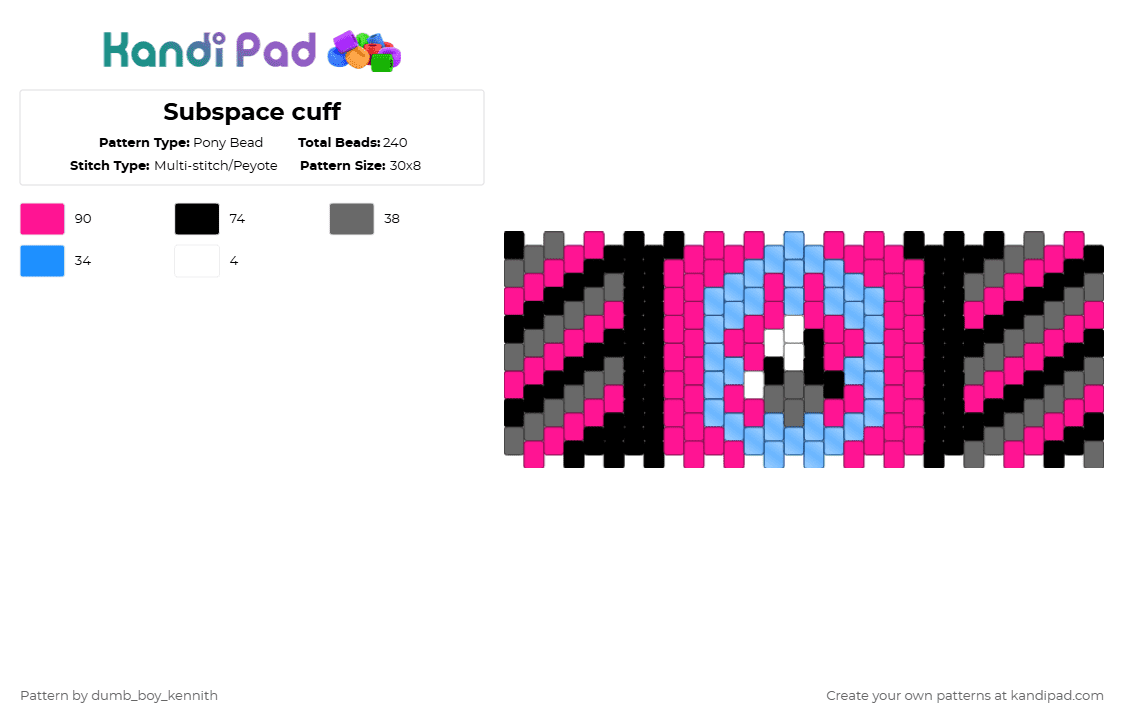 Subspace cuff - Phighting - Pony Bead Pattern by dumb_boy_kennith on Kandi Pad - pink,phighting,subspace,roblox
