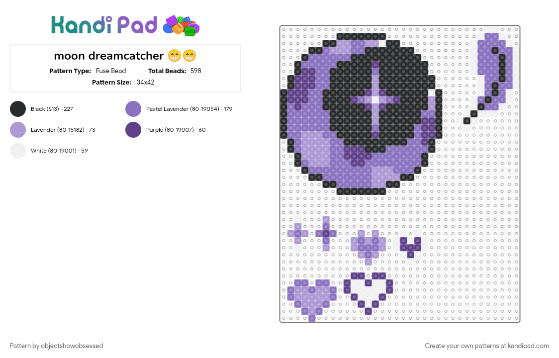 moon dreamcatcher 😁😁 - Fuse Bead Pattern by objectshowobsessed on Kandi Pad - blue, cccc, moon, purple