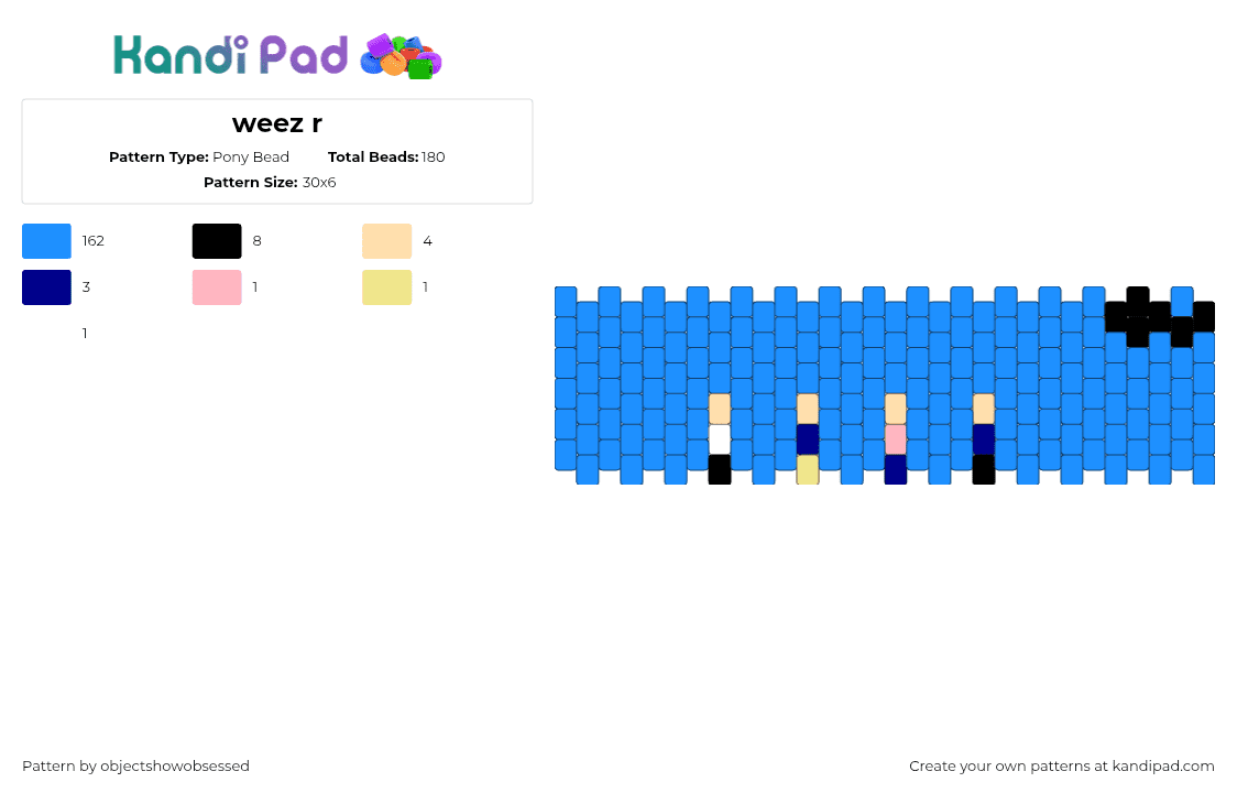 weez r - Pony Bead Pattern by objectshowobsessed on Kandi Pad - light blue