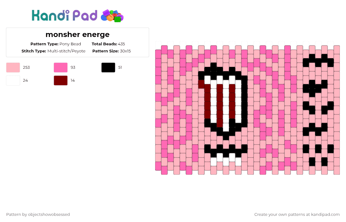 monsher energe - Pony Bead Pattern by objectshowobsessed on Kandi Pad - pink