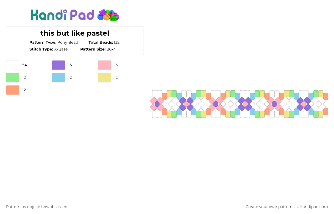 this but like pastel - Pony Bead Pattern by objectshowobsessed on Kandi Pad - white,light blue,pink,orange,colorful