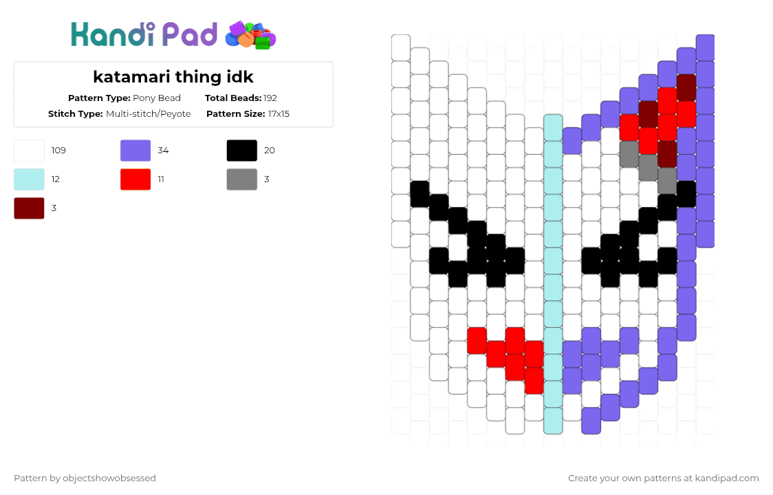 katamari thing idk - Pony Bead Pattern by objectshowobsessed on Kandi Pad - white,light blue,blue