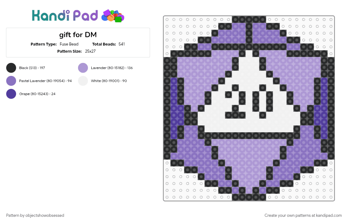 gift for DM - Fuse Bead Pattern by objectshowobsessed on Kandi Pad - blue, pink
