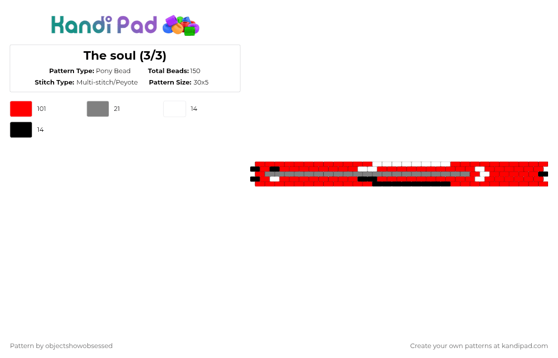 The soul (3/3) - Pony Bead Pattern by objectshowobsessed on Kandi Pad - cccc, chonny jash, red