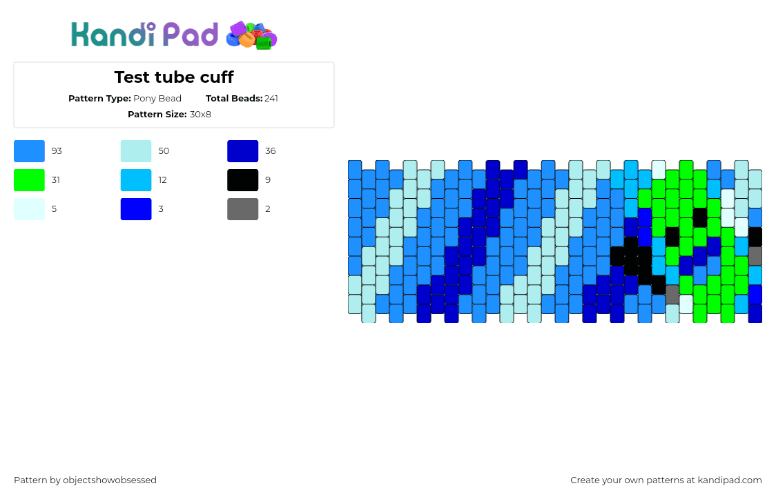 Test tube cuff - Pony Bead Pattern by objectshowobsessed on Kandi Pad - 