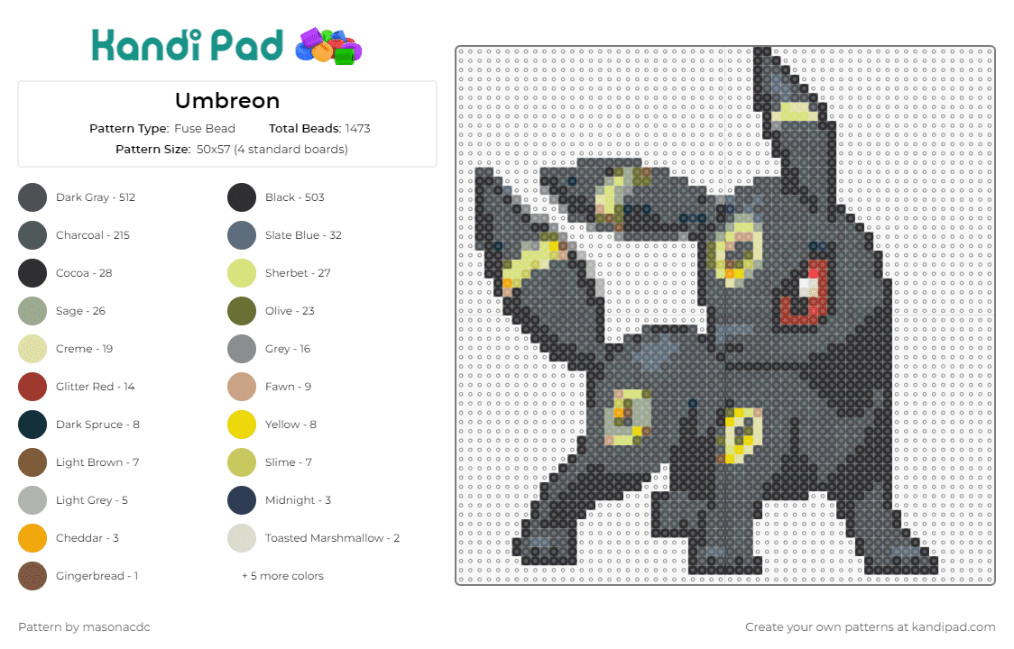 Umbreon - Fuse Bead Pattern by masonacdc on Kandi Pad - umbreon,pokemon
