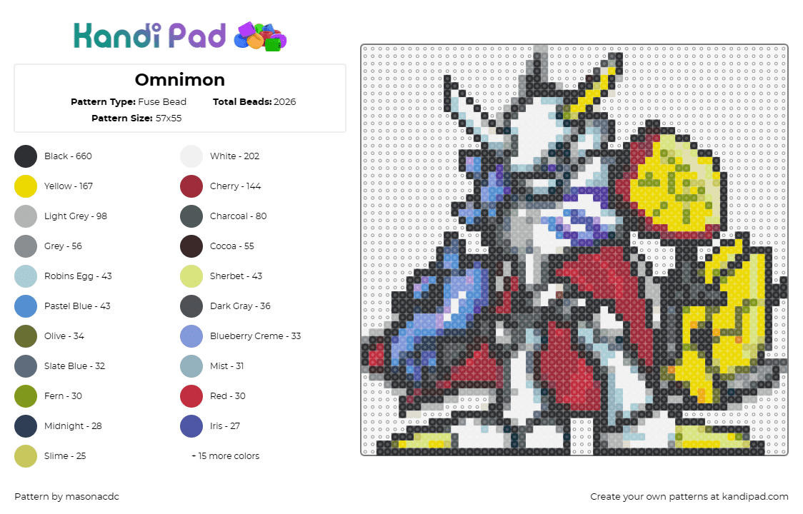 Omnimon - Fuse Bead Pattern by masonacdc on Kandi Pad - omnimon,digimon