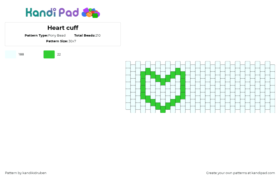 Heart cuff - Pony Bead Pattern by kandikidruben on Kandi Pad - 