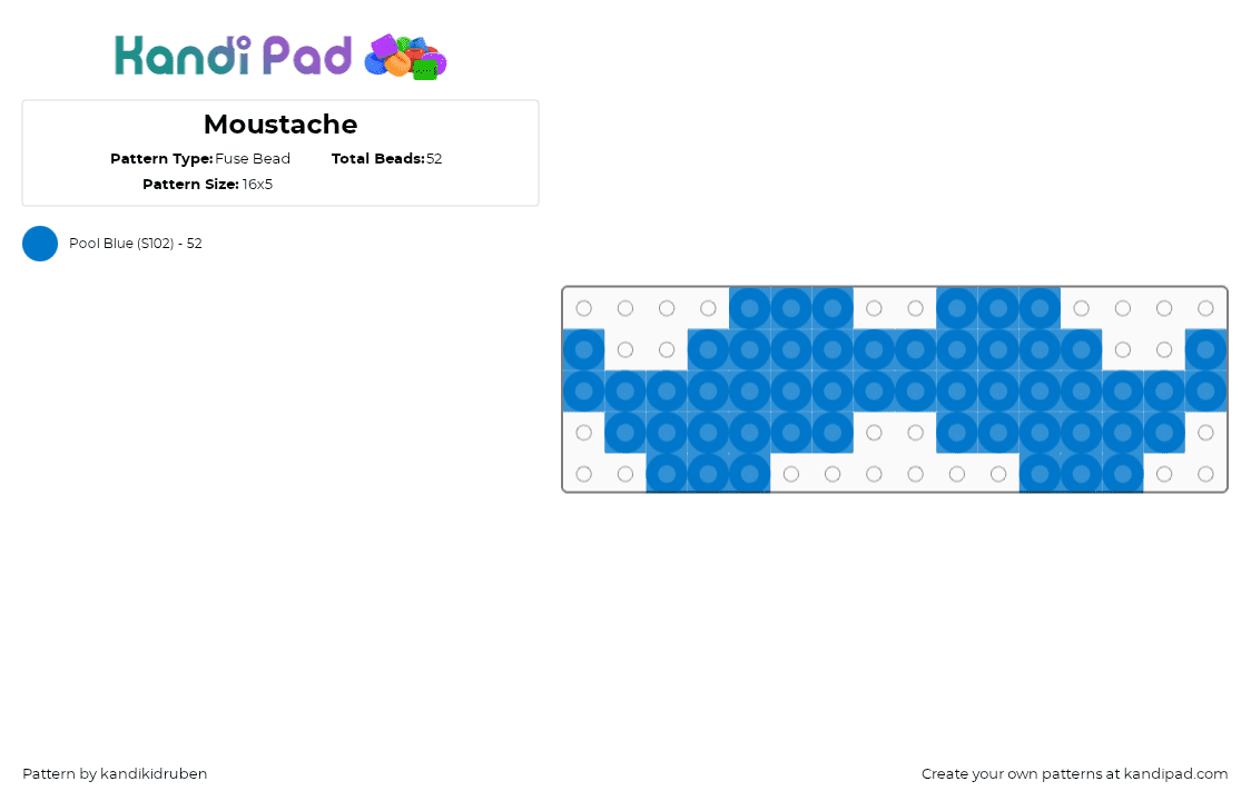 Moustache - Fuse Bead Pattern by kandikidruben on Kandi Pad - blue
