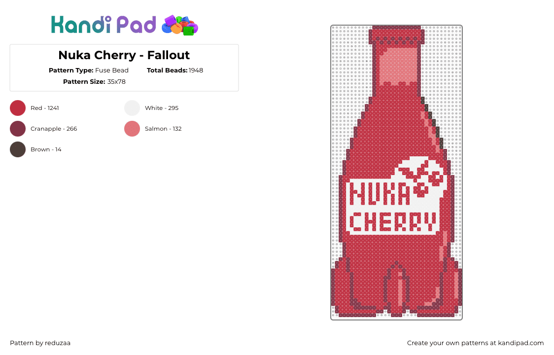 Nuka Cherry - Fallout - Fuse Bead Pattern by reduzaa on Kandi Pad - 