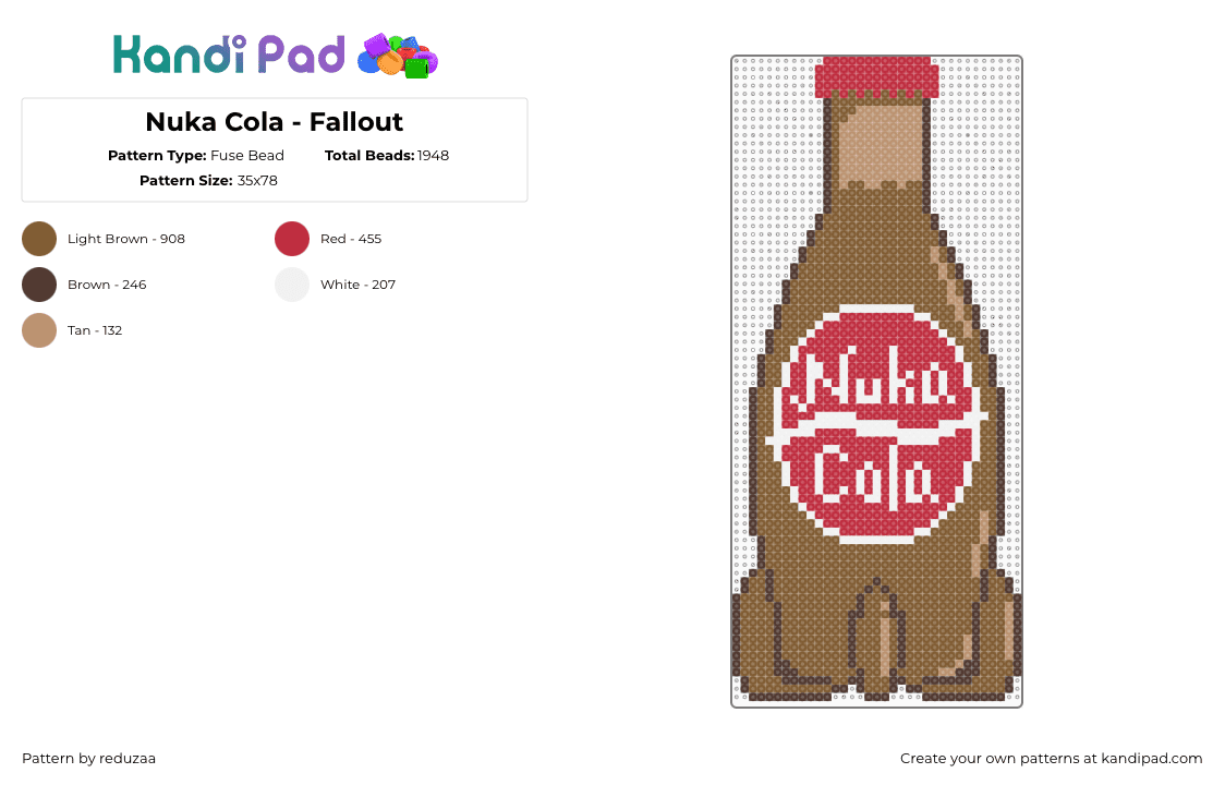 Nuka Cola - Fallout - Fuse Bead Pattern by reduzaa on Kandi Pad - 