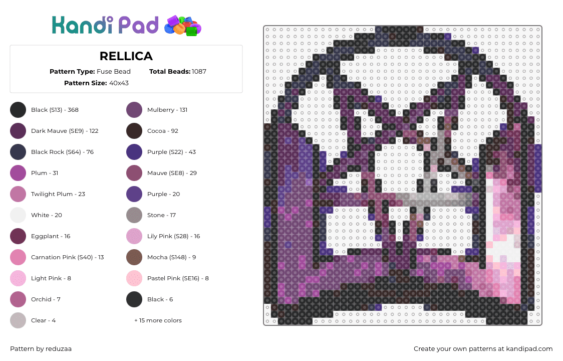 RELLICA - Fuse Bead Pattern by reduzaa on Kandi Pad - rellica,logo,pentagram,star,hip hop,rap,music,purple,pink