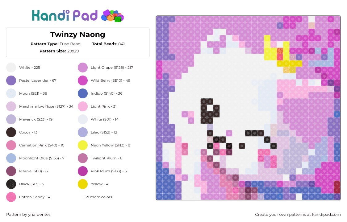 Twinzy Naong - Fuse Bead Pattern by ynafuentes on Kandi Pad - twinzy,itzy,plush,character,cat,crown,kawaii,pink,white