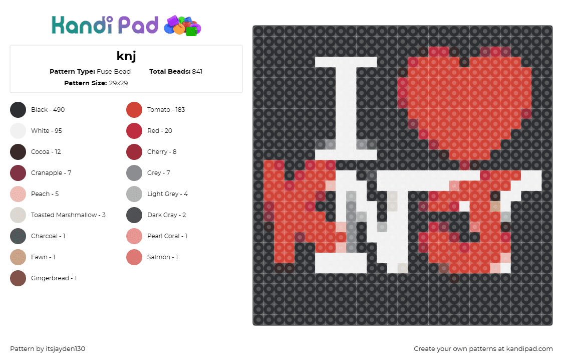 knj - Fuse Bead Pattern by itsjayden130 on Kandi Pad - knj,social media,influencers