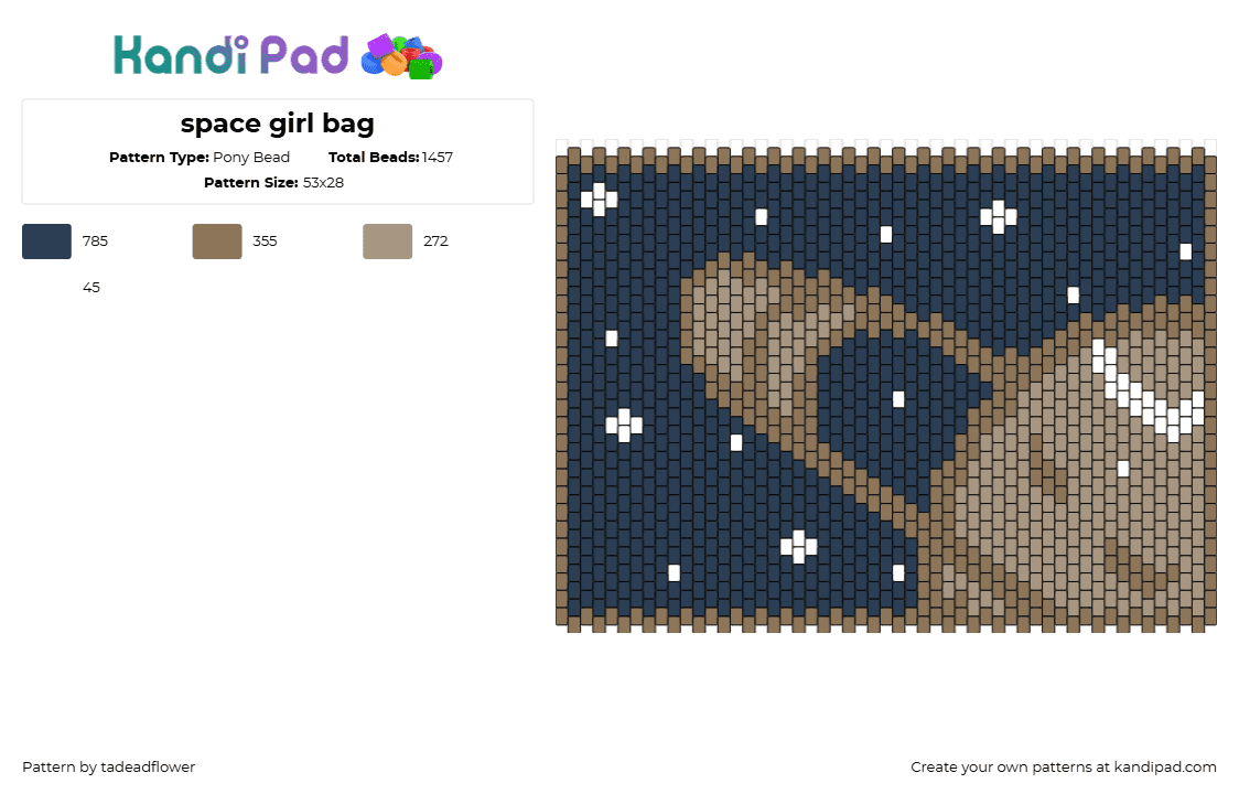 space girl bag - Pony Bead Pattern by tadeadflower on Kandi Pad - saturn,space,planet,panel,bag,blue,tan