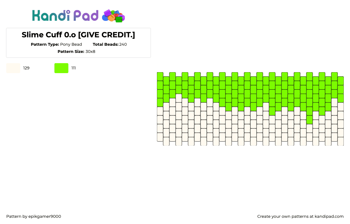 Slime Cuff 0.o [GIVE CREDIT.] - Pony Bead Pattern by epikgamer9000 on Kandi Pad - slime,drippy,melting,gooey,cuff,green,beige