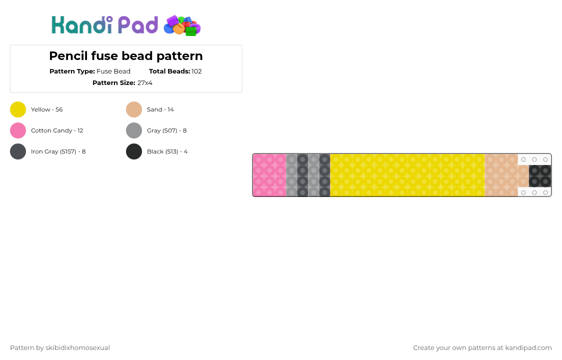 Pencil fuse bead pattern Fuse Bead Pattern - Kandi Pad | Kandi Patterns ...