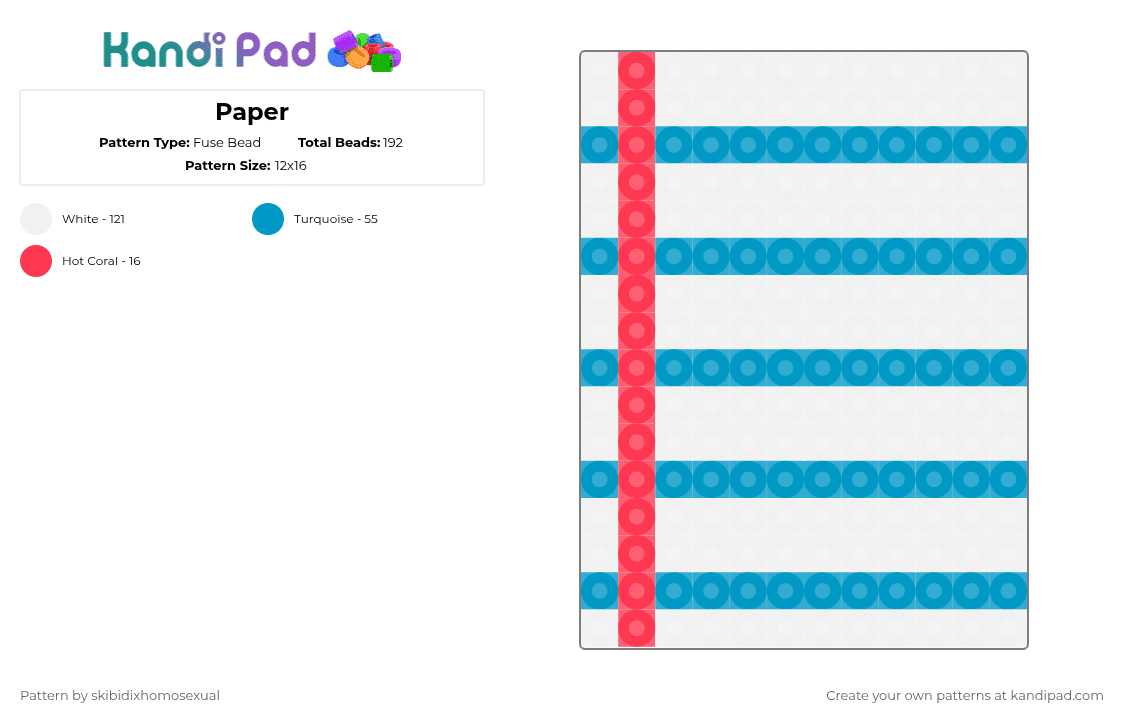 Paper - Fuse Bead Pattern by skibidixhomosexual on Kandi Pad - white,light blue,cotdcraftsupplies,paper,craft,school,writing,pencil
