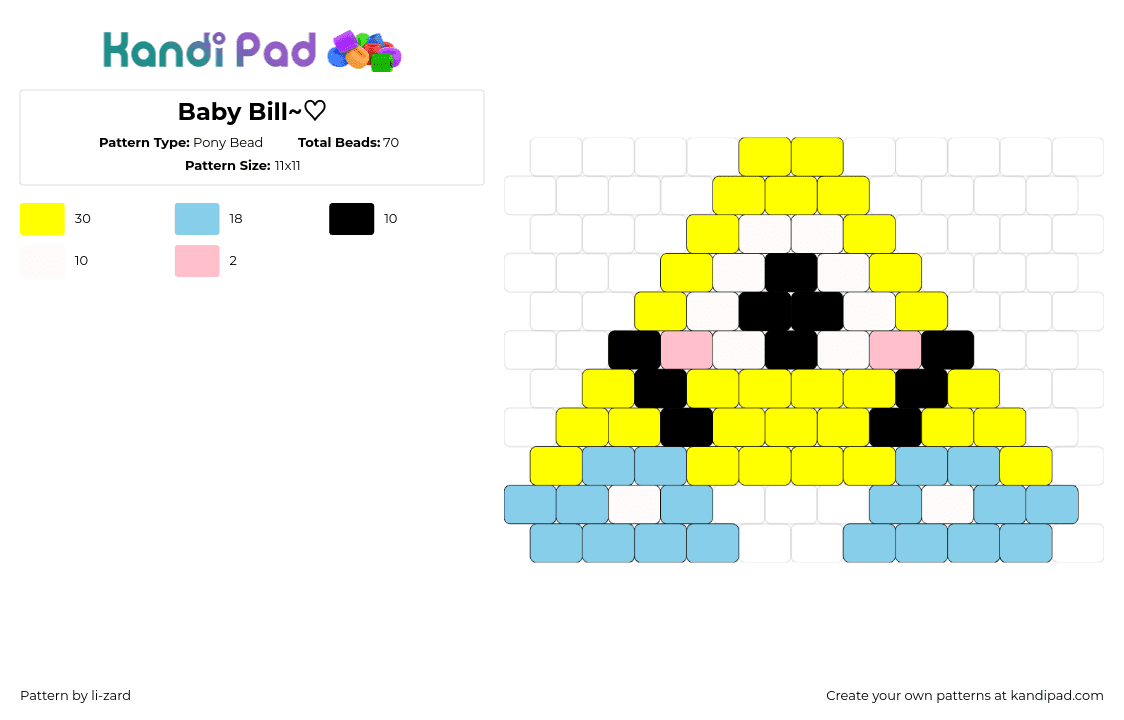 Baby Bill~♡ - Pony Bead Pattern by li-zard on Kandi Pad - bill cipher,baby,gravity falls,character,cyclops,triangle,yellow,light blue