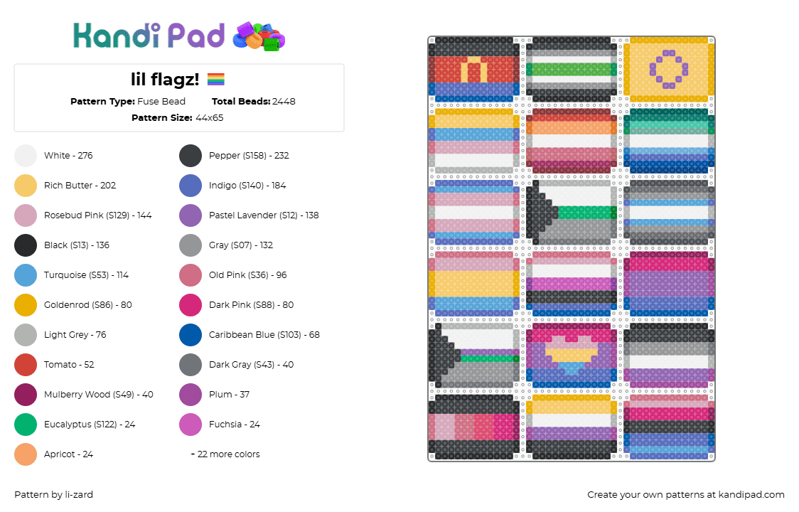 lil flagz! 🏳️‍🌈 - Fuse Bead Pattern by deleted_user_610566 on Kandi Pad - blue,pink,yellow,colorful