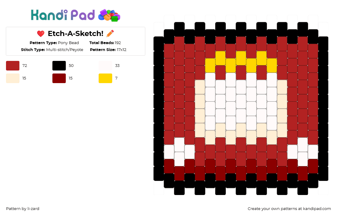 ❤️ Etch-A-Sketch! ✏️ - Pony Bead Pattern by deleted_user_610566 on Kandi Pad - red