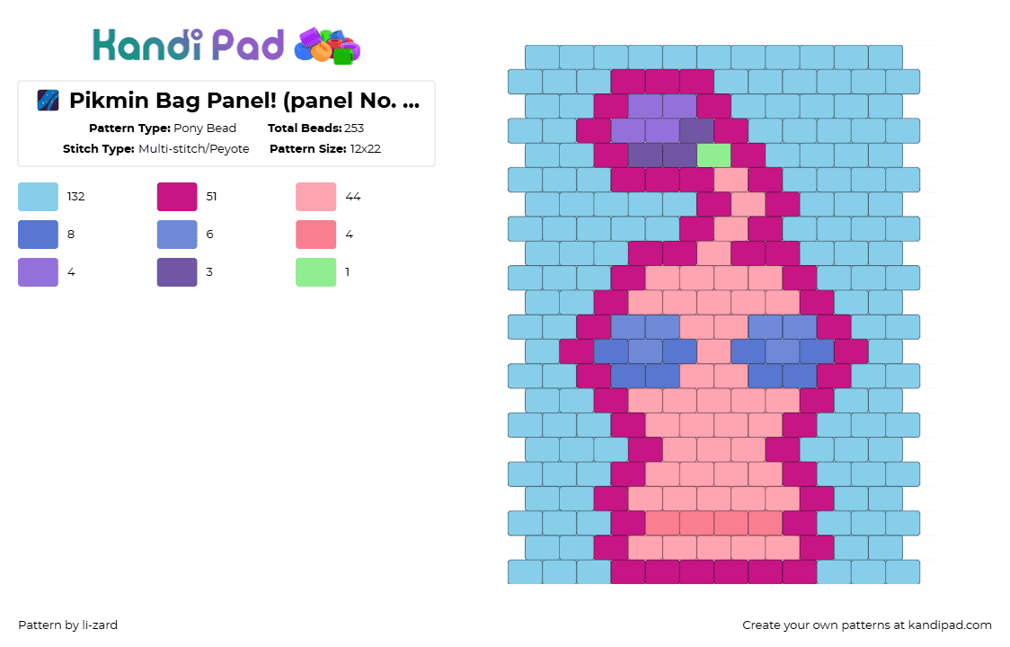 🌌 Pikmin Bag Panel! (panel No. 4, Back side)🍃 - Pony Bead Pattern by deleted_user_610566 on Kandi Pad - light blue,pink
