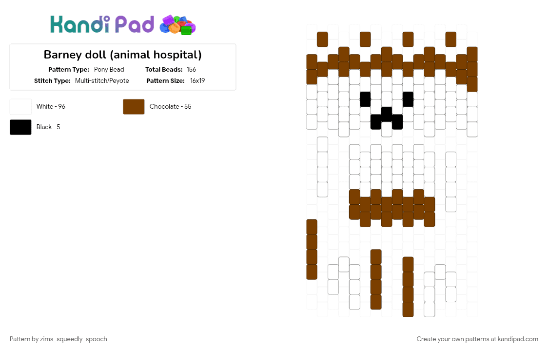 Barney doll (animal hospital) - Pony Bead Pattern by zims_squeedly_spooch on Kandi Pad - brown, white