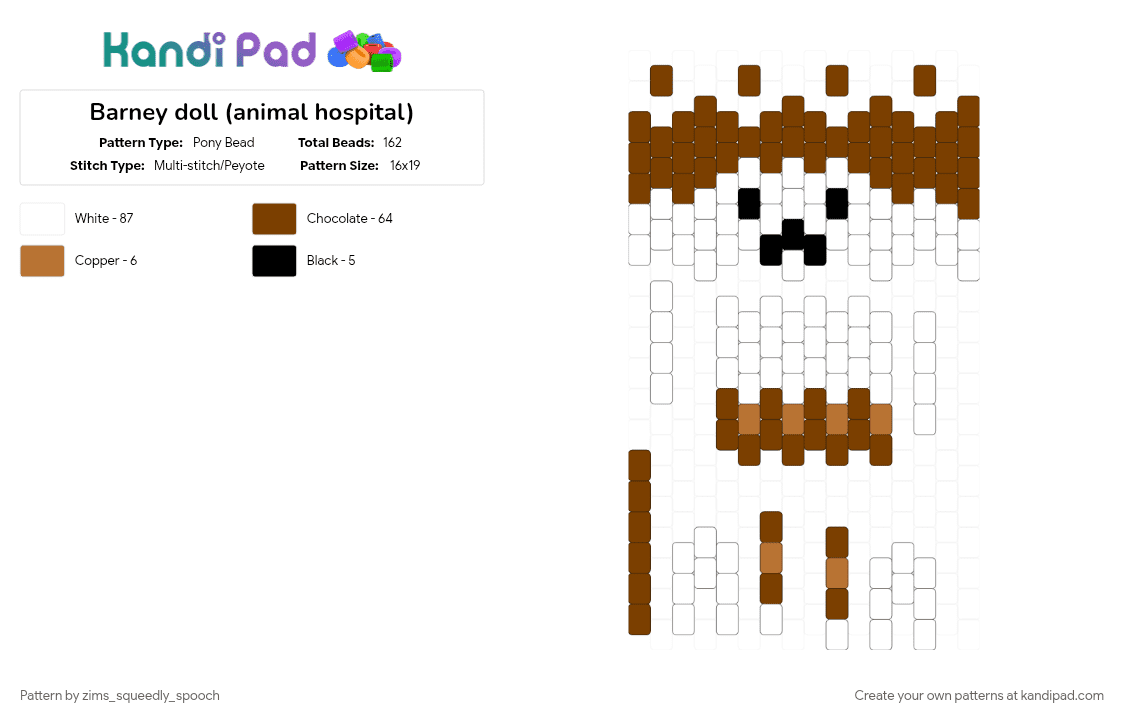 Barney doll (animal hospital) - Pony Bead Pattern by zims_squeedly_spooch on Kandi Pad - brown