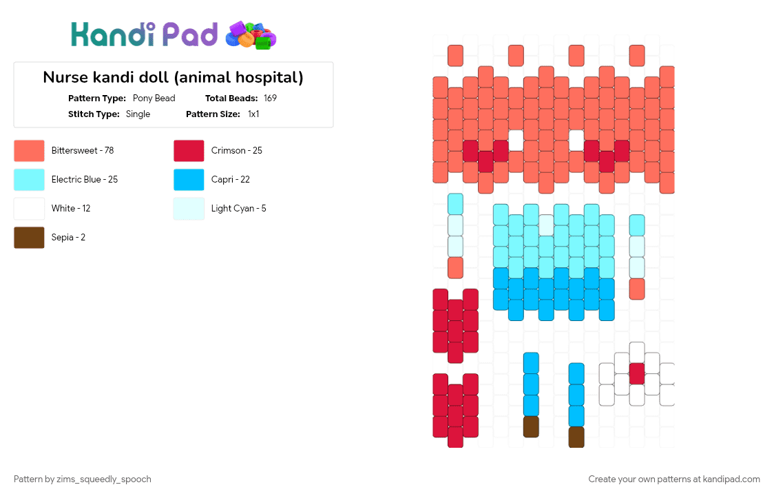 Nurse kandi doll (animal hospital) - Pony Bead Pattern by zims_squeedly_spooch on Kandi Pad - red