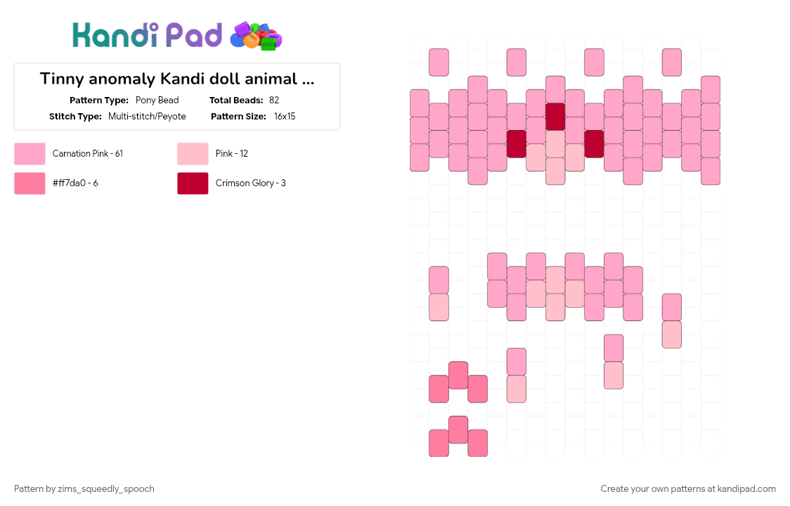 Tinny anomaly Kandi doll animal hospital - Pony Bead Pattern by zims_squeedly_spooch on Kandi Pad - pink