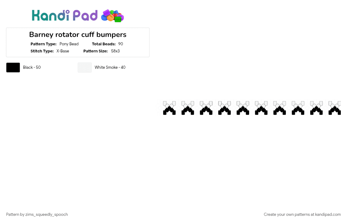 Barney rotator cuff bumpers top - Pony Bead Pattern by zims_squeedly_spooch on Kandi Pad - animal hospital, barney animal hospital, black, rotator cuff, white